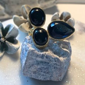 Tanzanite and Black Onyx Gold Plated Ring